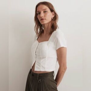 Madewell White Square Neck Blouse